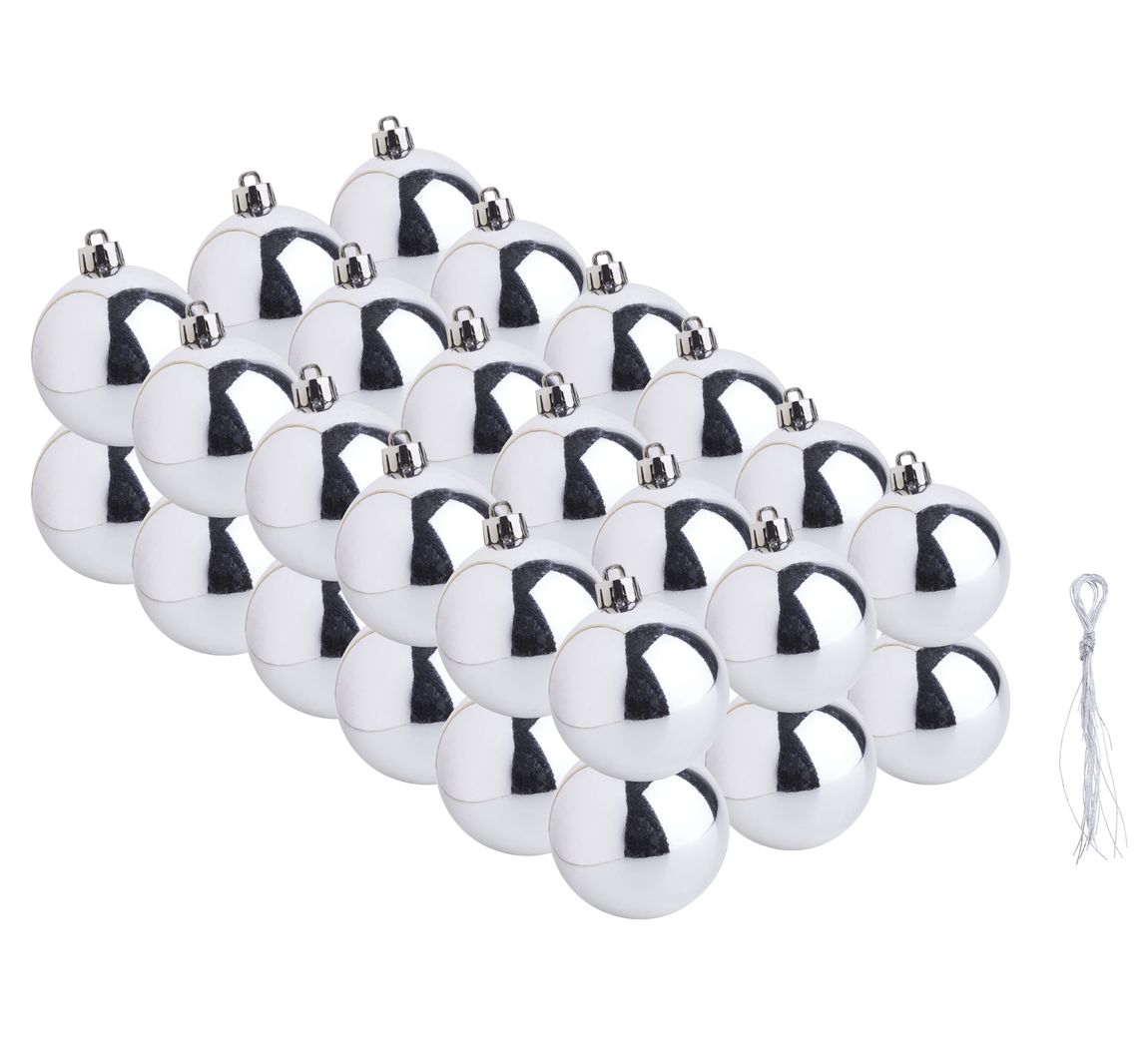 Kerstballen van kunststof, 36 stuks - Zilver