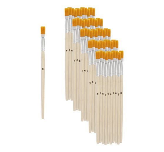 VBS Flat brush synthetic hair "Size 6", 50 pieces