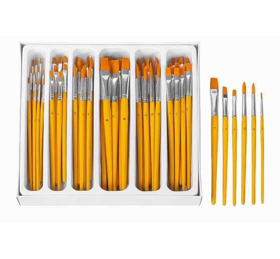 VBS Synthetic hair brush "Assorted", 64 pieces