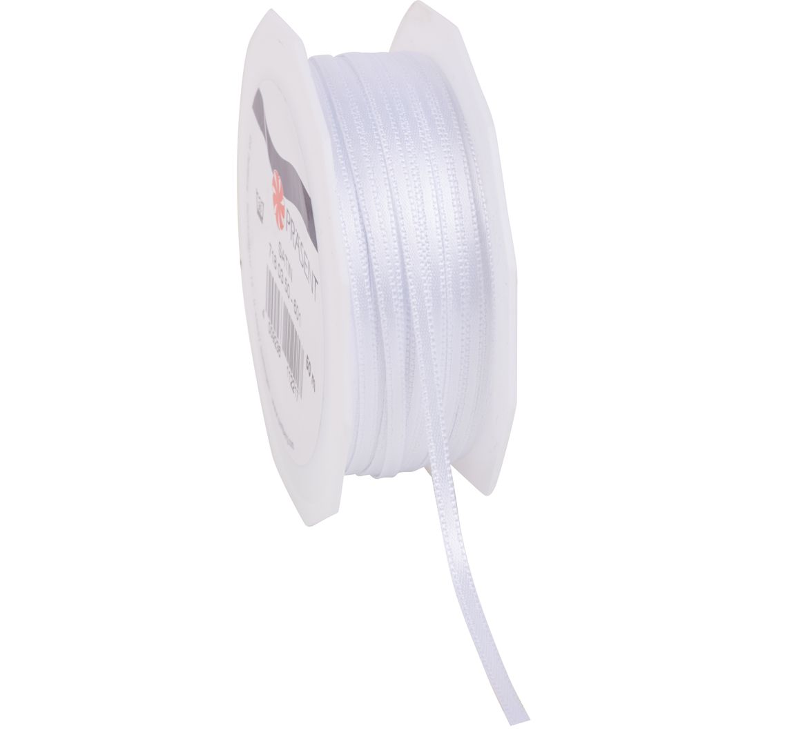 Satijnen lint "Uni", 3 mm - Wit