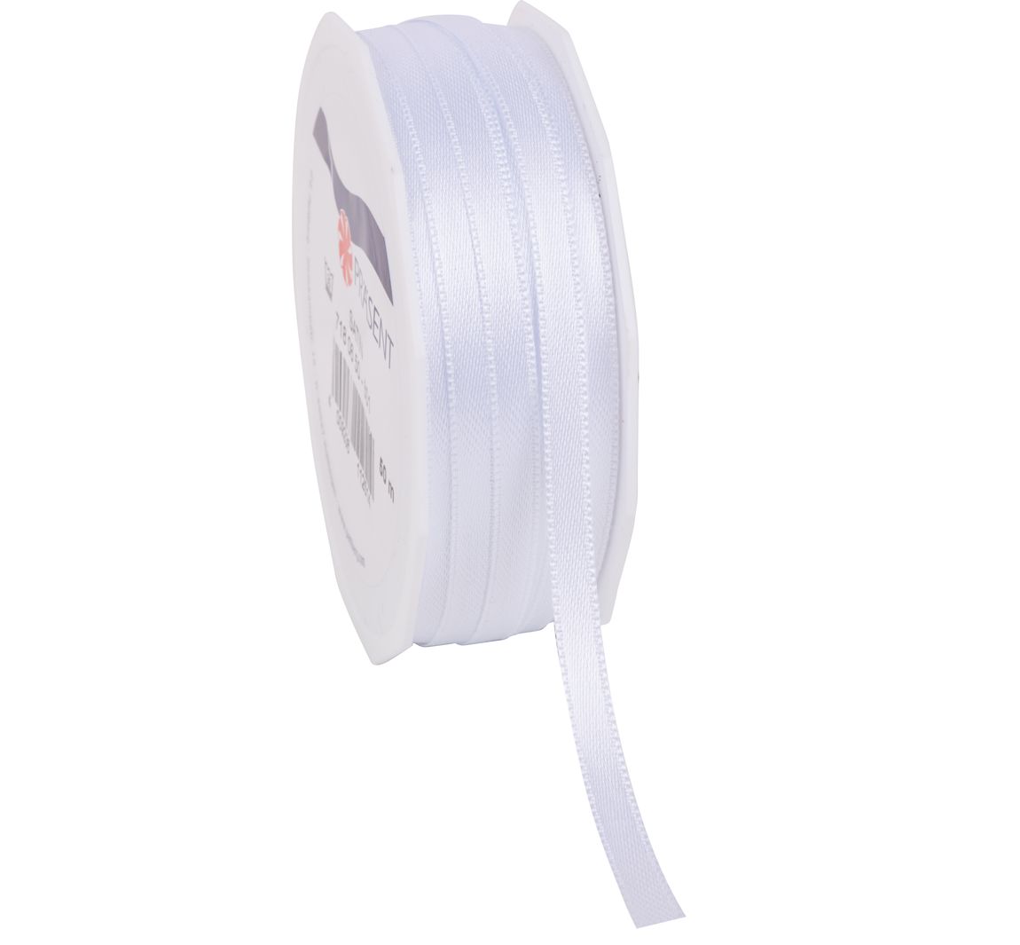 Satijnen lint "Uni", 6 mm - Wit