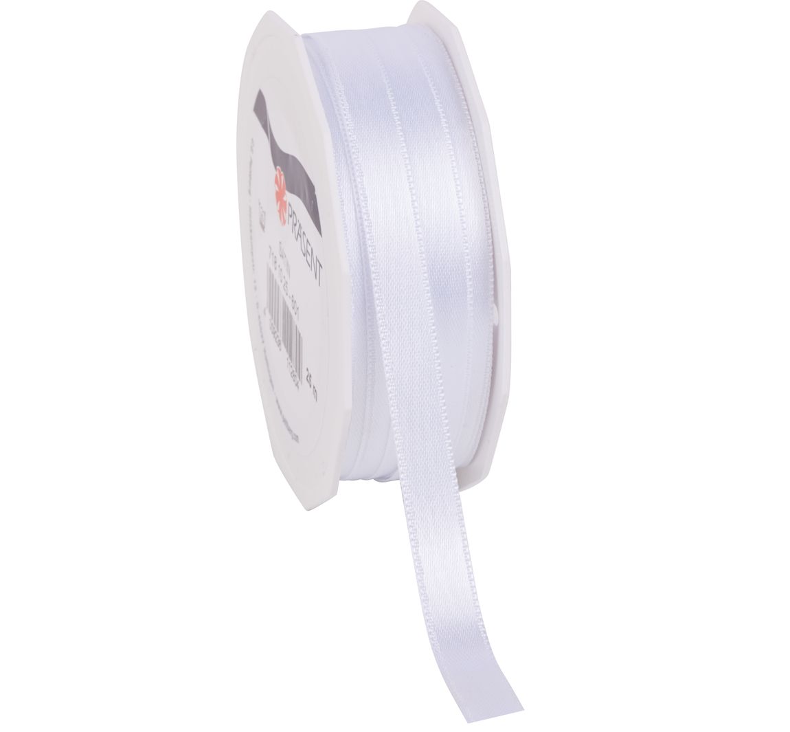 Satijnlint "Uni", 10 mm - Wit