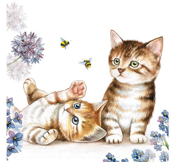 Servet "Kittens en bijen"