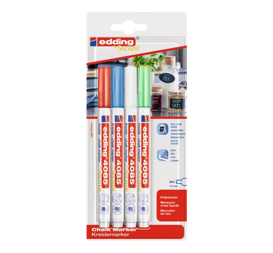 edding 4085 krijtmarker set van 4, 1 - 2 mm
