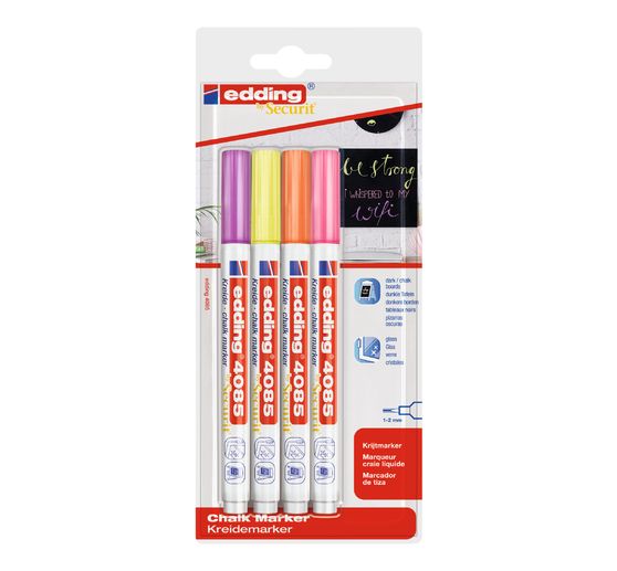 edding 4085 krijtmarker set van 4, 1 - 2 mm