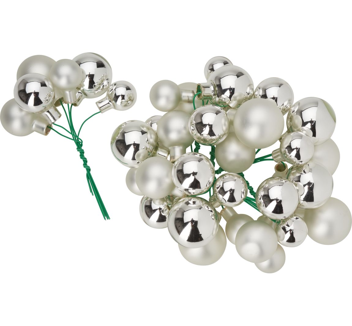 Kerstballen van glas op draad, 36 stuks, Ø 20 / 25 / 30 mm - Zilver mix