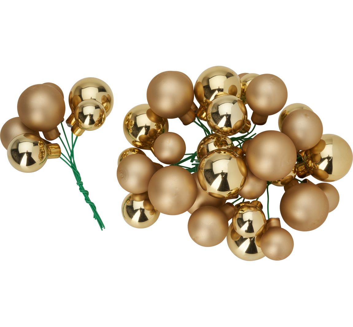 Kerstballen van glas op draad, 36 stuks, Ø 20 / 25 / 30 mm - Goud mix