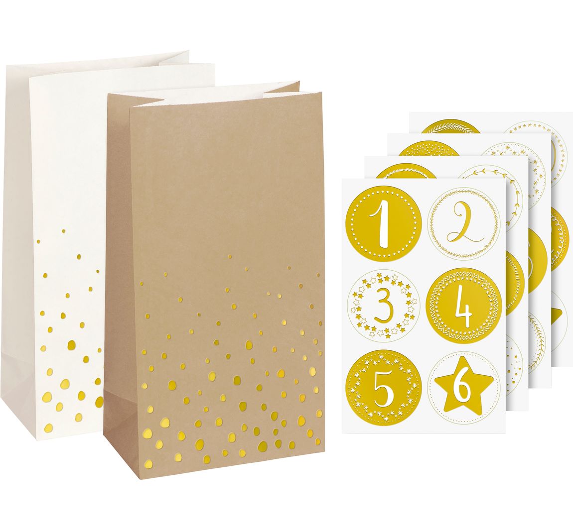 Adventskalender set "Gouden stippen" - Groot