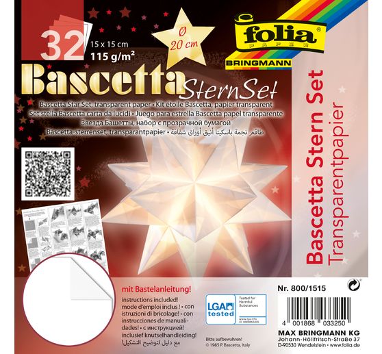 Bascetta sterren set "Transparant papier", wit