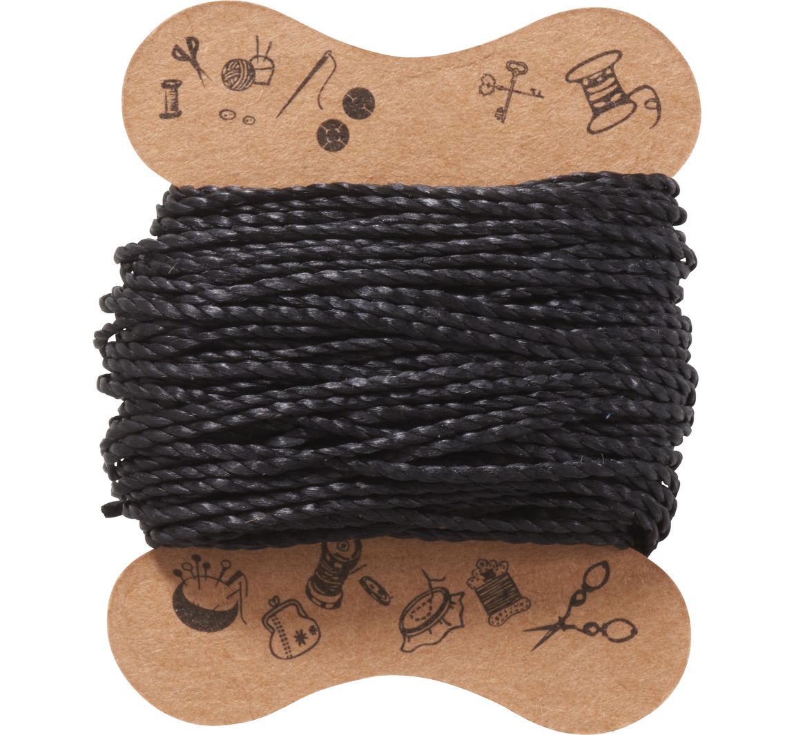 Micro macramé koord, gewaxt - Zwart