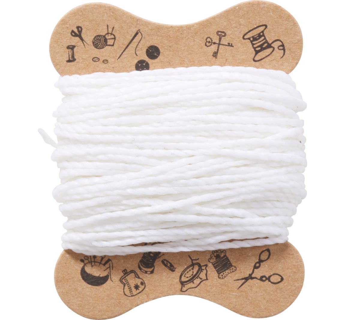 Micro macramé koord, gewaxt - Wit