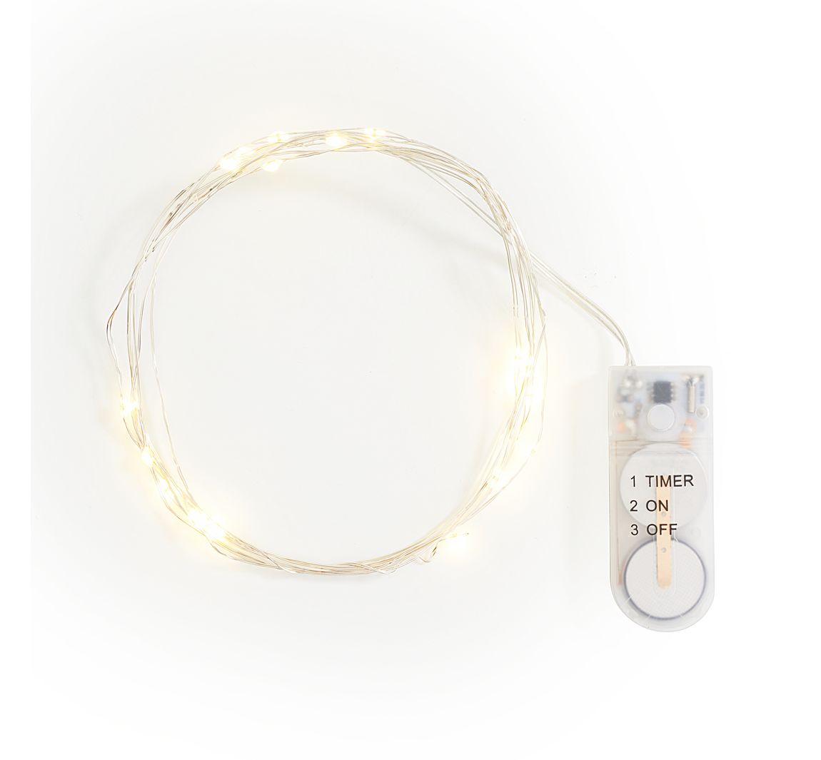 VBS Micro LED snoer lampjes, met timer, 20 LED's
