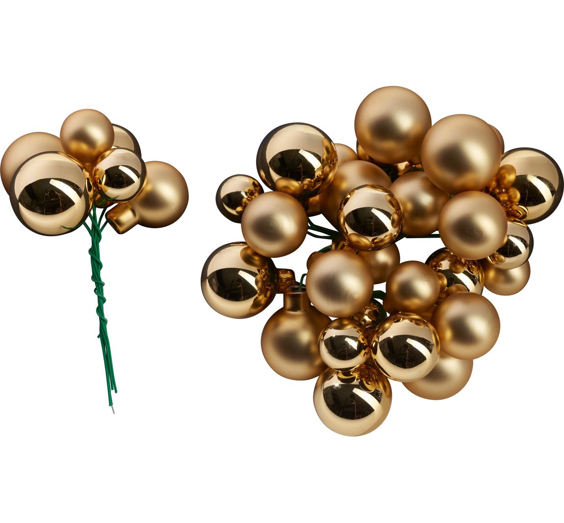 Kerstballen van glas op draad, 36 stuks, Ø 20 / 25 / 30 mm - helder Goud