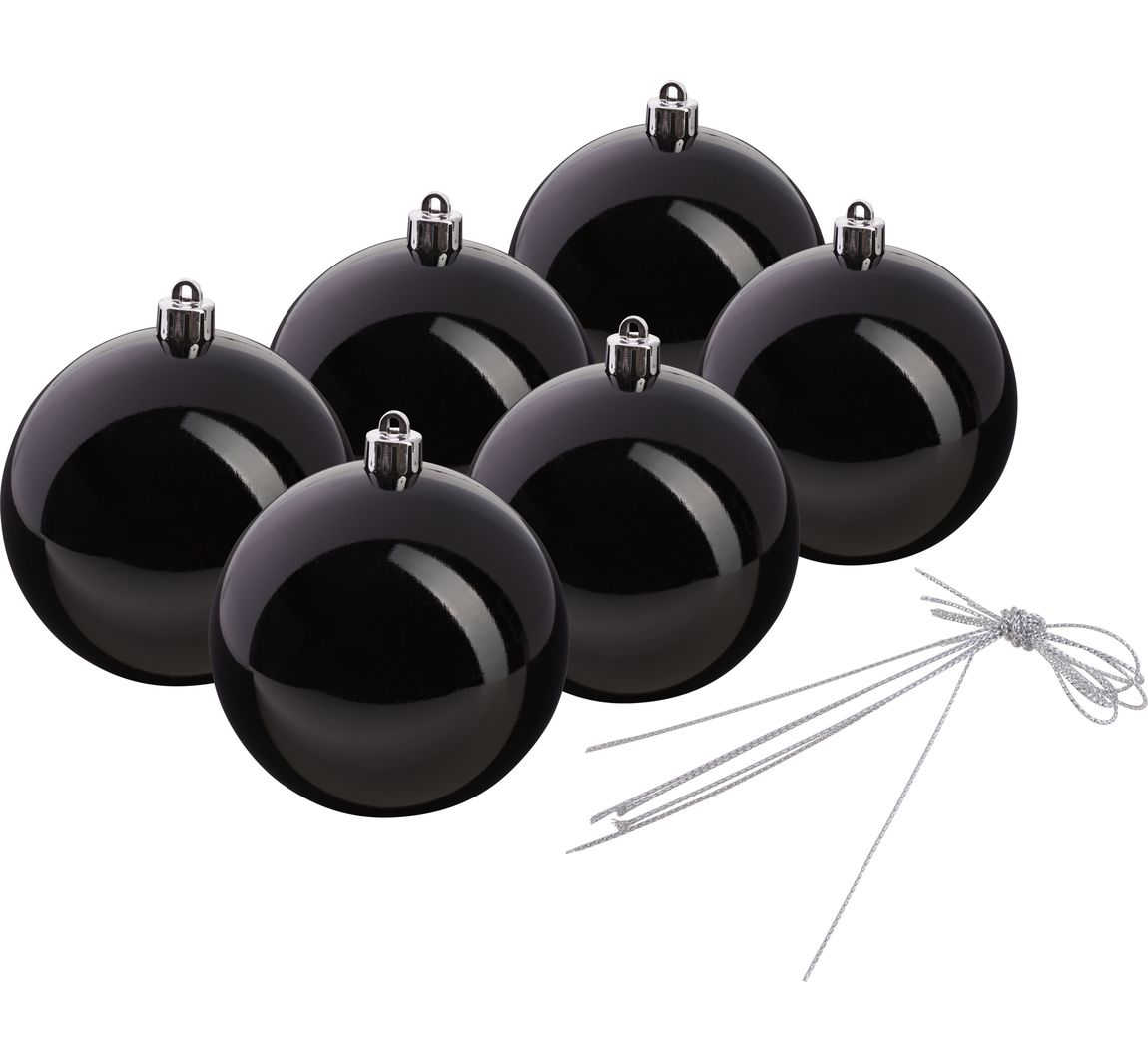 Kerstballen van kunststof,  Ø 100 mm - Zwart