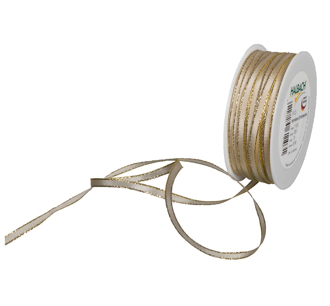 Taffeta lint, breedte 5 mm - Crème/Goud