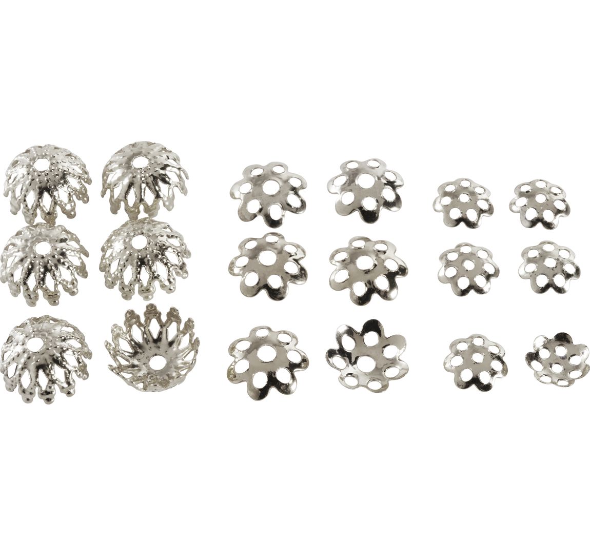 Kralen caps mix - Zilver