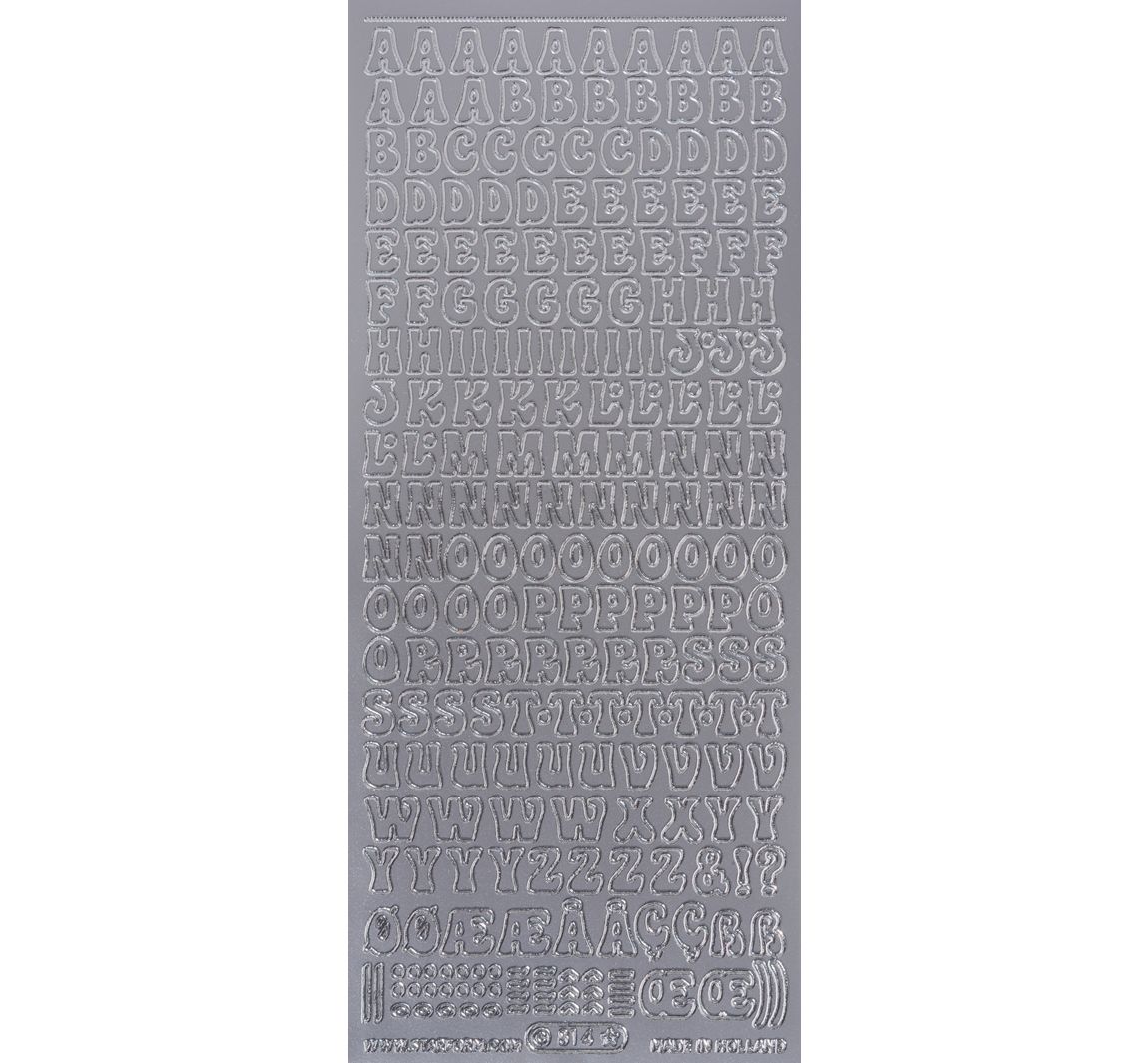 Reliëfsticker "Grote letters" - Zilver