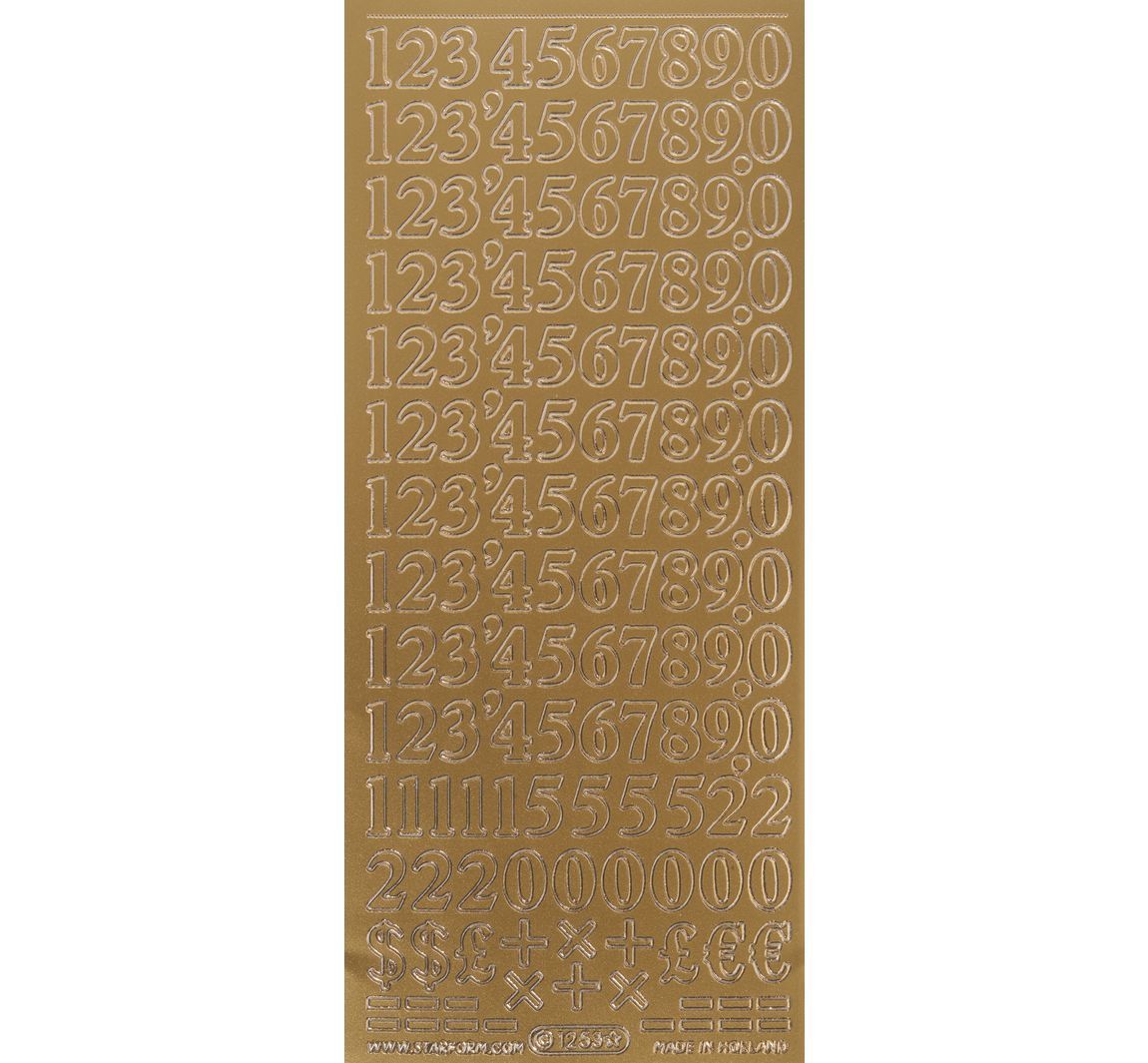 Reliëfsticker "Cijfers" - Goud