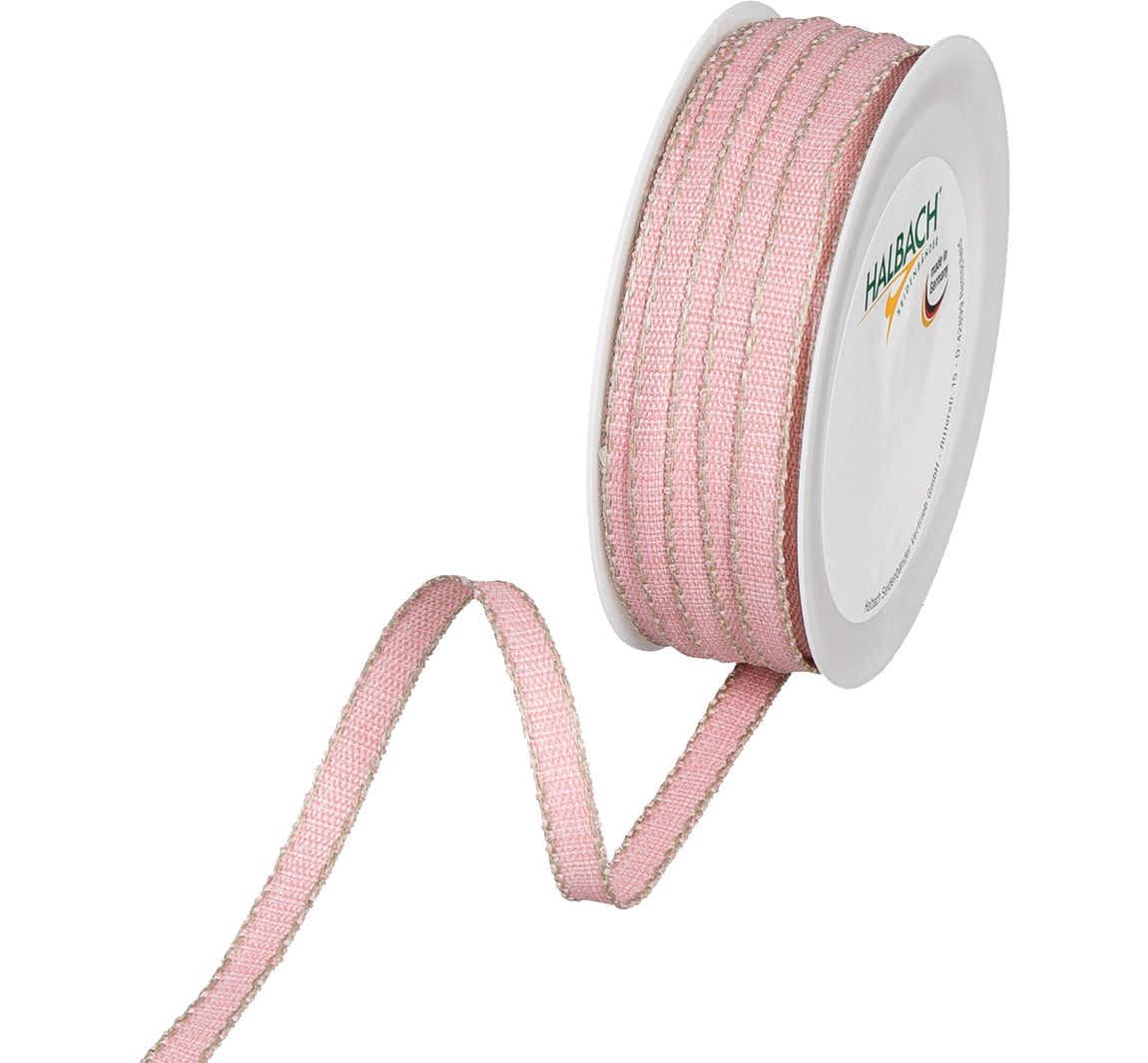 Lint met linnen rand - Roze