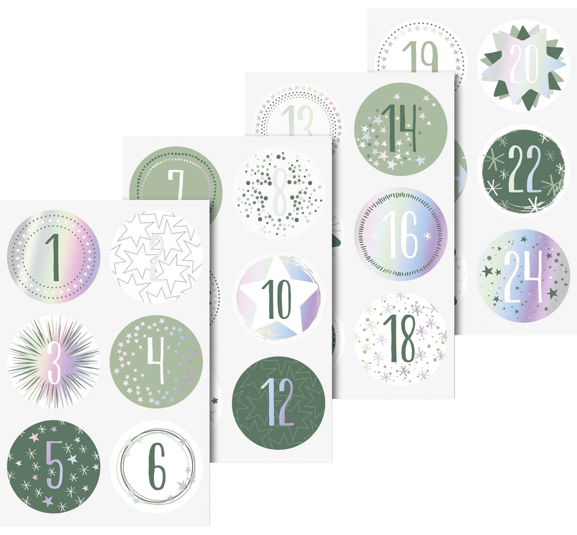 Stickers adventsnummers - Zilver iriserend