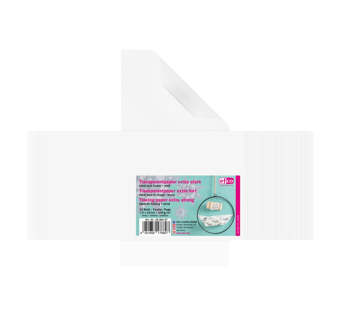 Vouw transparant papier "Extra sterk" - 7,5 x 15 cm