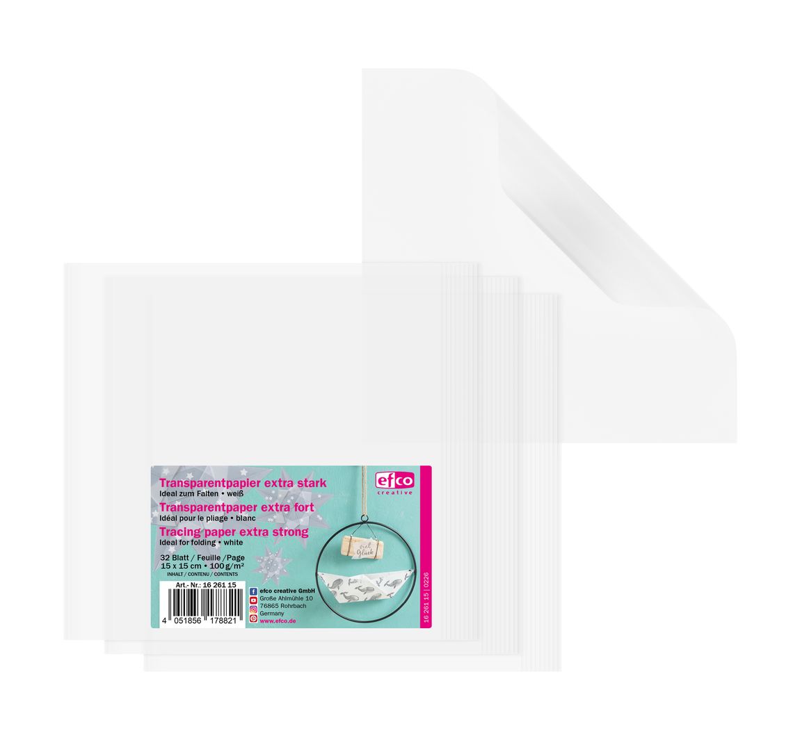 Vouw transparant papier "Extra sterk" - 15 x 15 cm