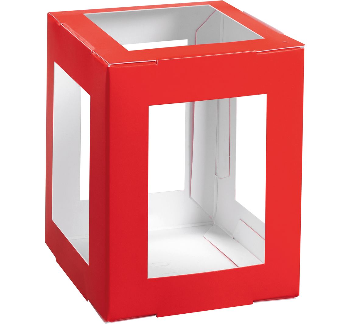 Lantaarn  blanco "Vierkant" - Rood