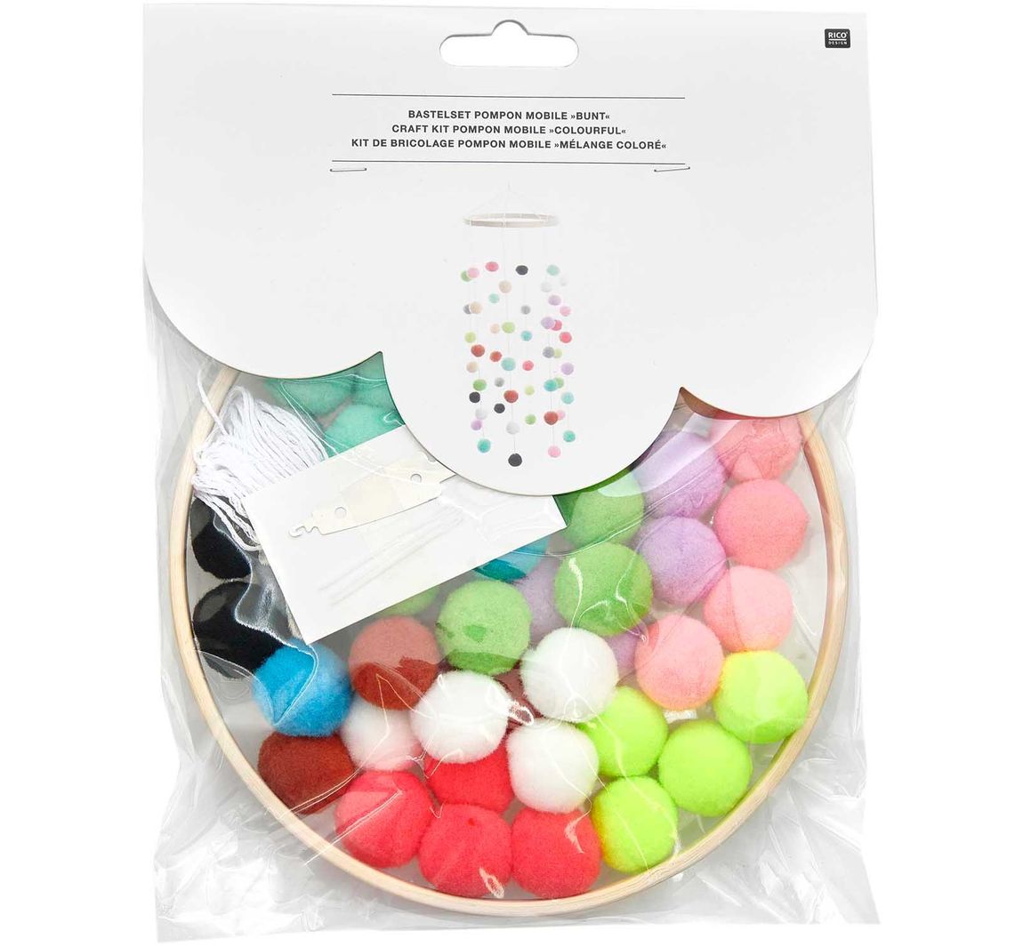 Knutselkit pompoms "Mobiel" - Pastell