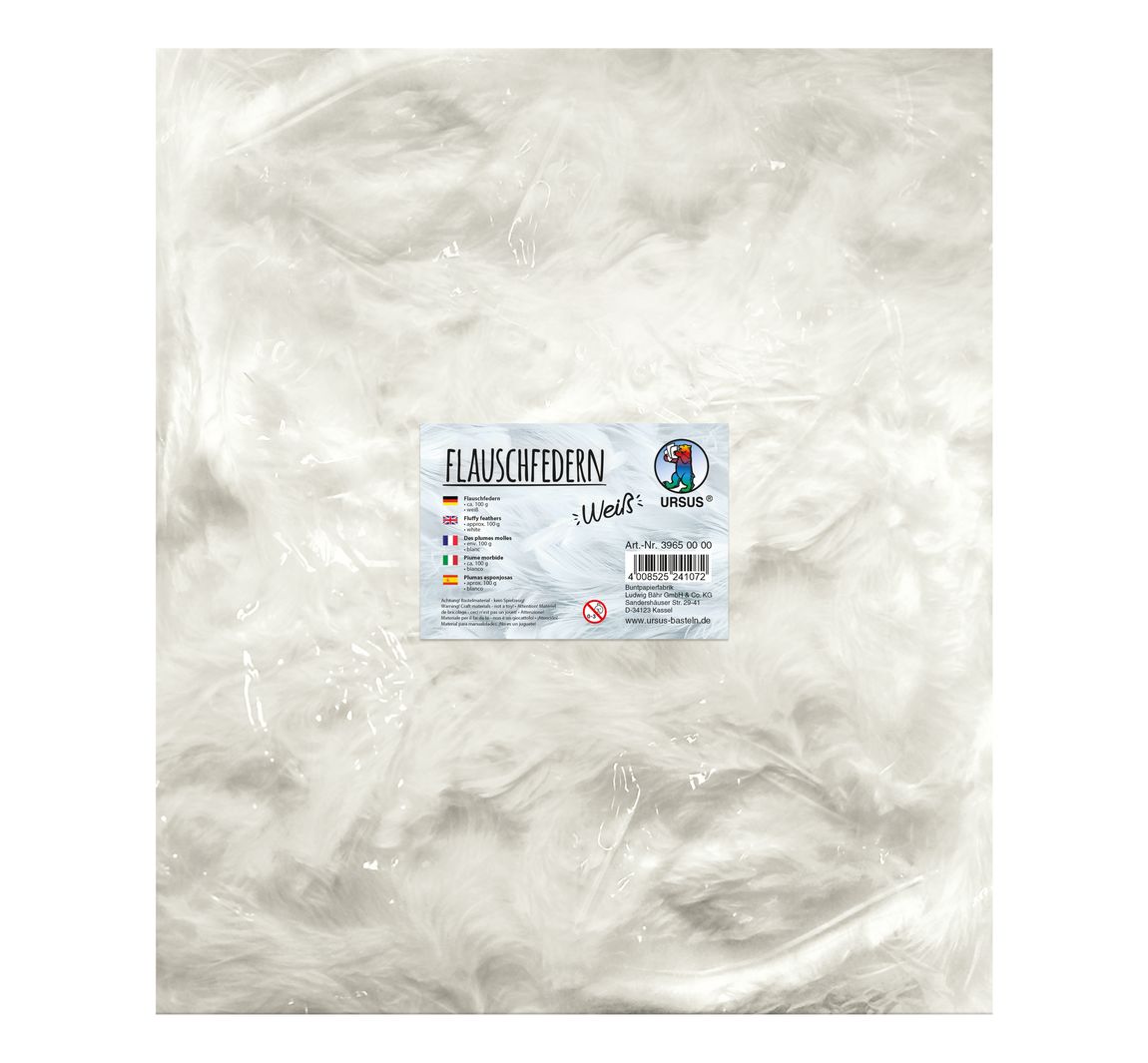 Pluizige veren, 100 g - Wit