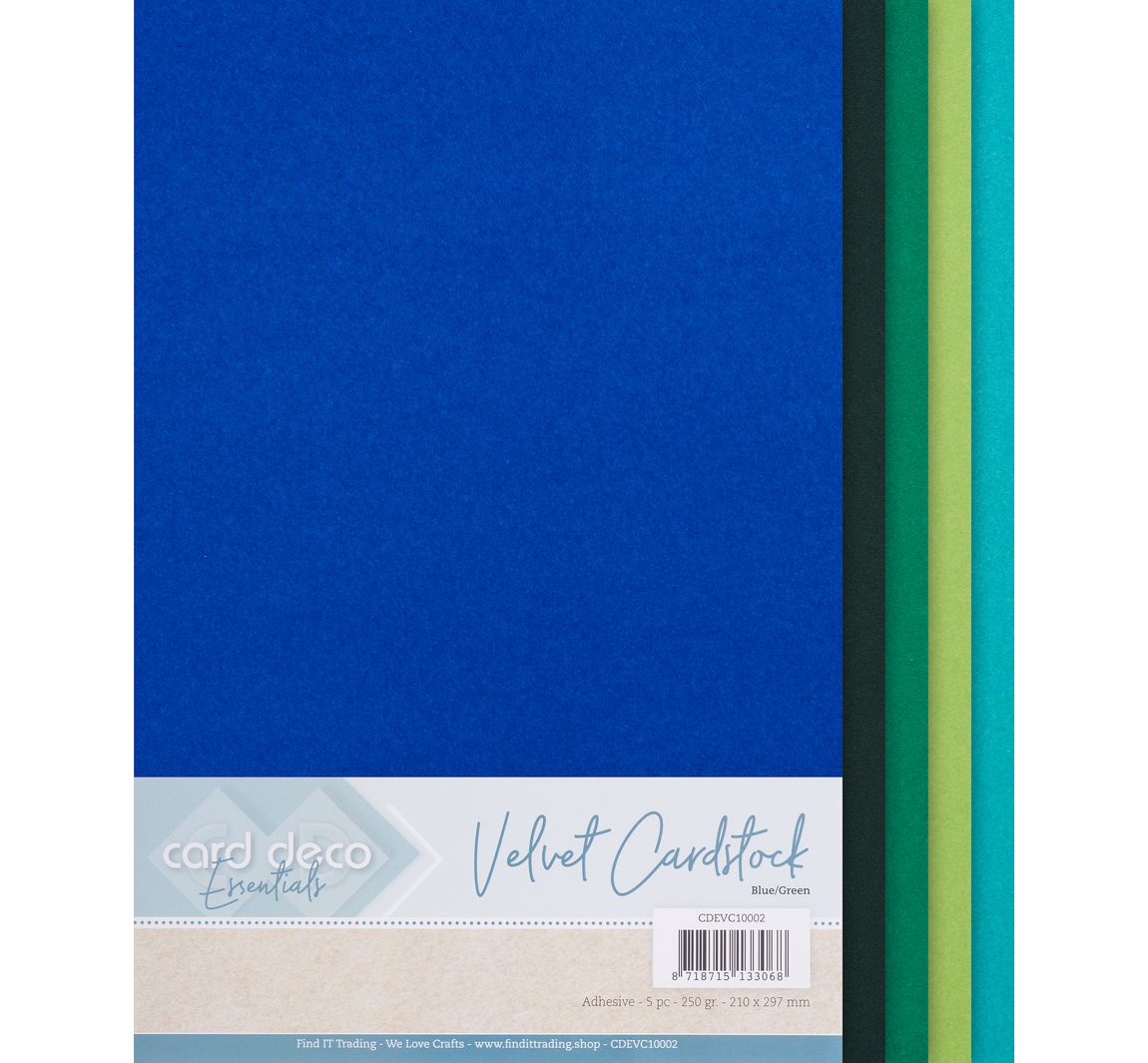Fluwelen papier, zelfklevend - Blauw/Groen