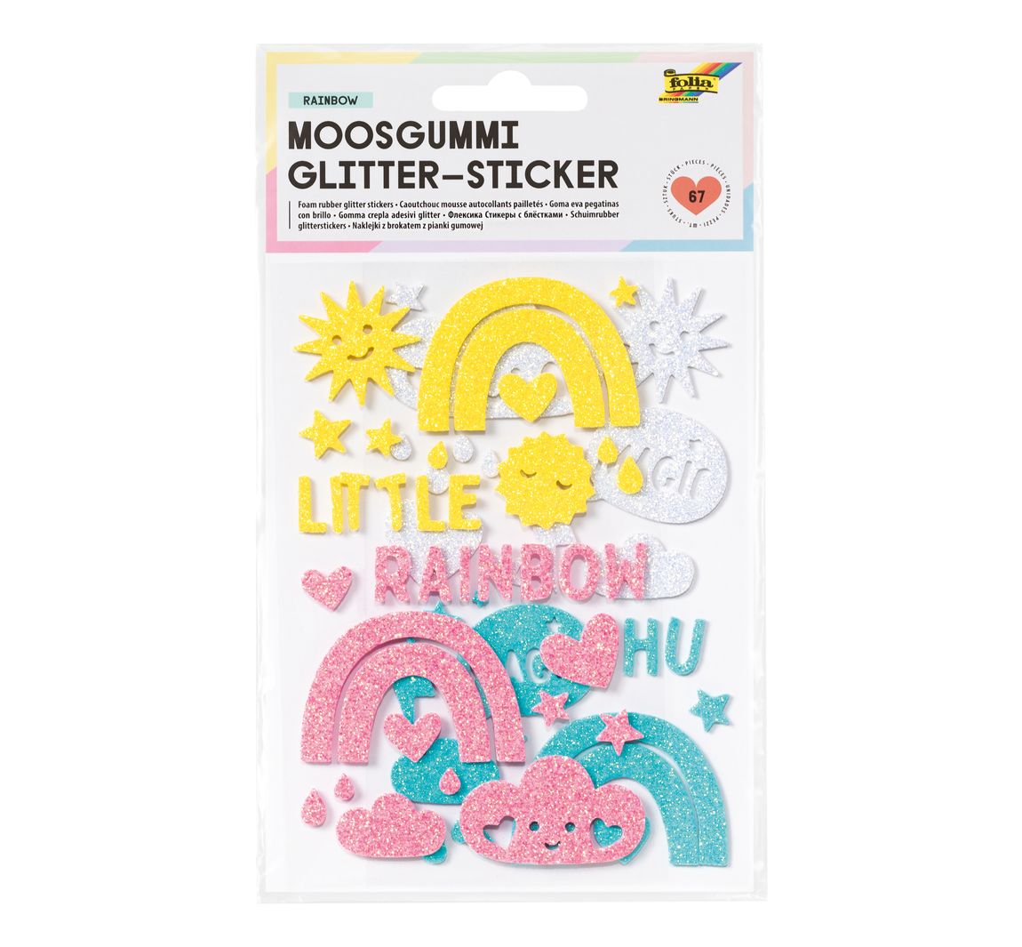 Foam rubber glitter stickers - Rainbow