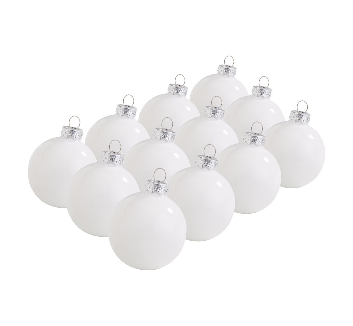 Kerstballen van glas, Ø 5,7 cm - Wit-Opaal