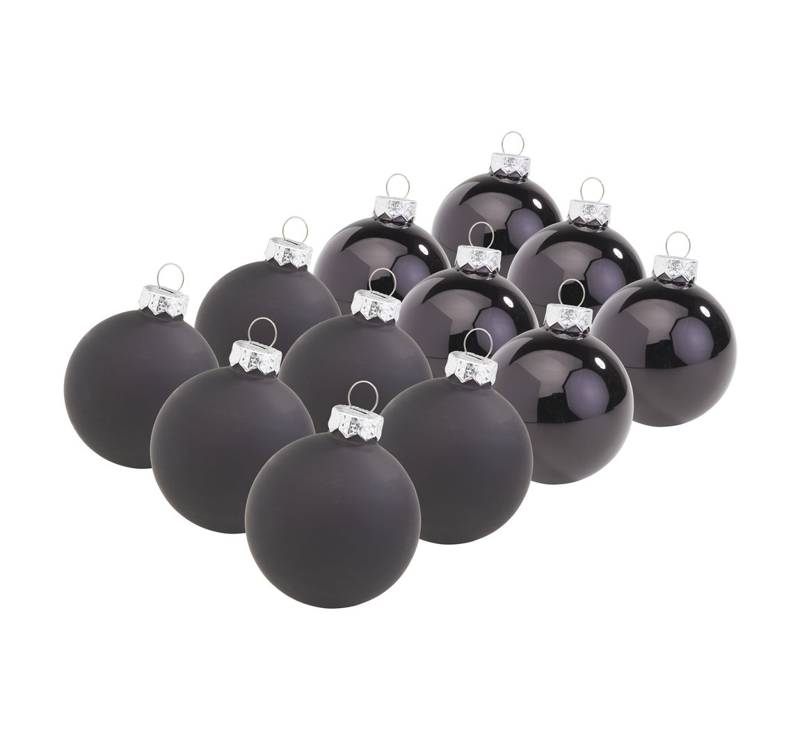 Kerstballen van glas, Ø 5,7 cm - Zwart