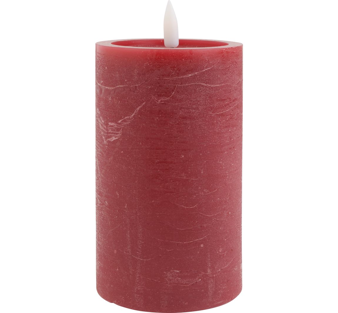 LED echte waskaars "12,5 x 7,5 cm", met timer - Bordeaux