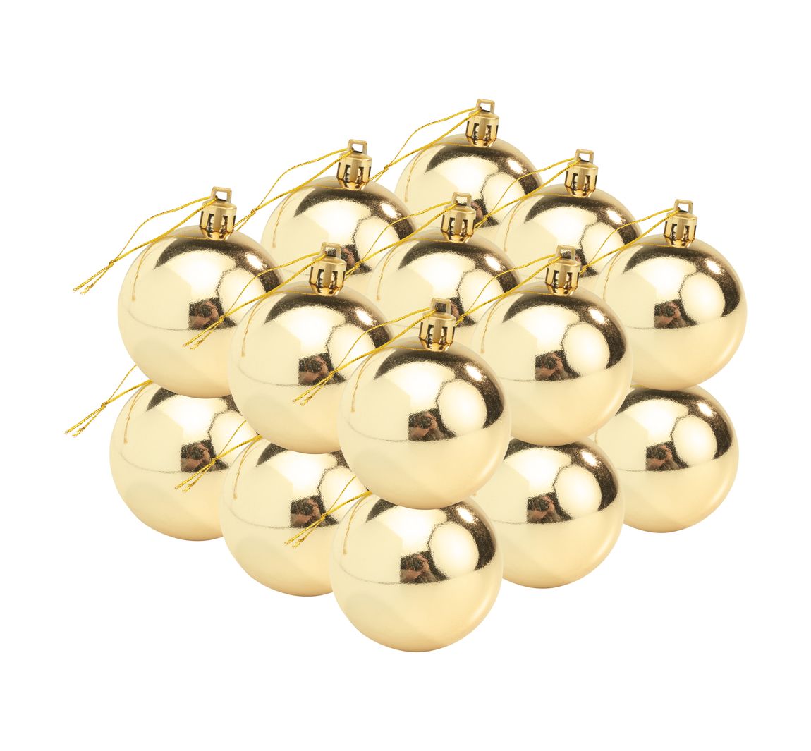 Kerstballen van kunststof, 18 stuks - Goud-Glanzend