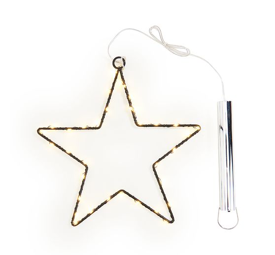 Metalen ster met mini LED snoer lampjes incl. timer 6/18 uur.
