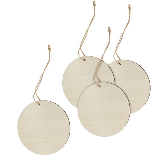 Houten decoratieve hanger "Rond" met lint, set van 4