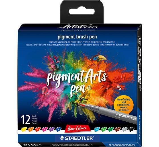 STAEDTLER Pigment brush pen, set van 12