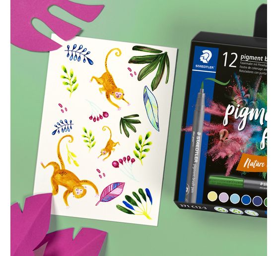STAEDTLER Pigment brush pen, set van 12