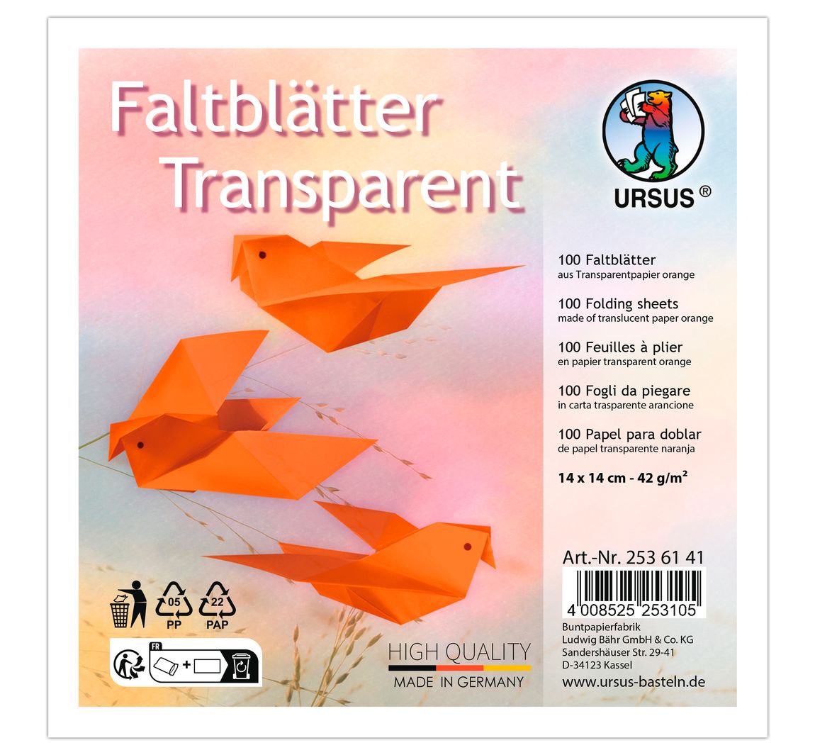 Transparant papier-vouwpapier - Oranje