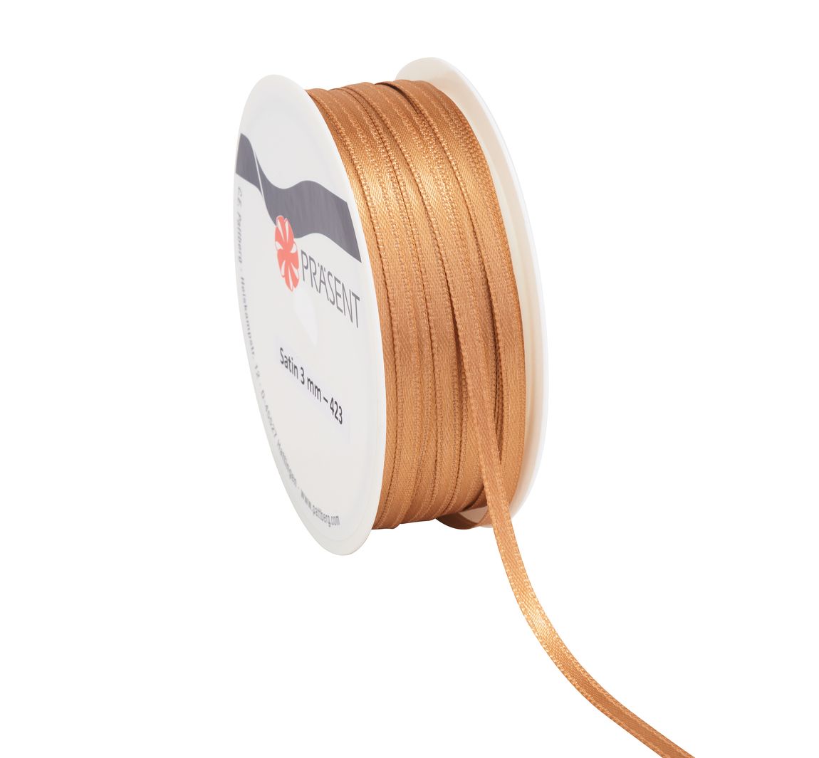 Satijnen lint, 3 mm - Karamel