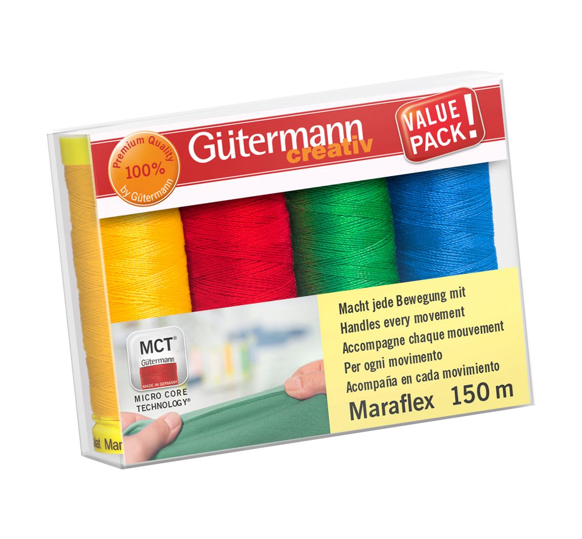 Naaigaren set Maraflex , 4 spoelen - Gekleurd, Col. 2