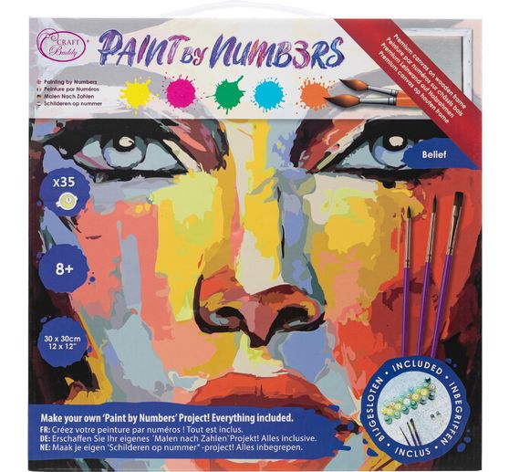 Painting by numbers on stretched canvas, 30 x 30 cm
