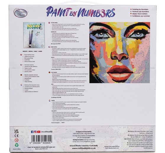 Painting by numbers on stretched canvas, 30 x 30 cm
