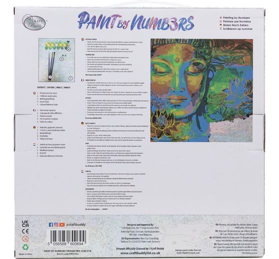 Painting by numbers on stretched canvas, 30 x 30 cm