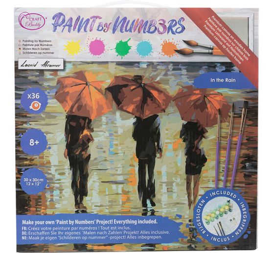 Painting by numbers on stretched canvas, 30 x 30 cm
