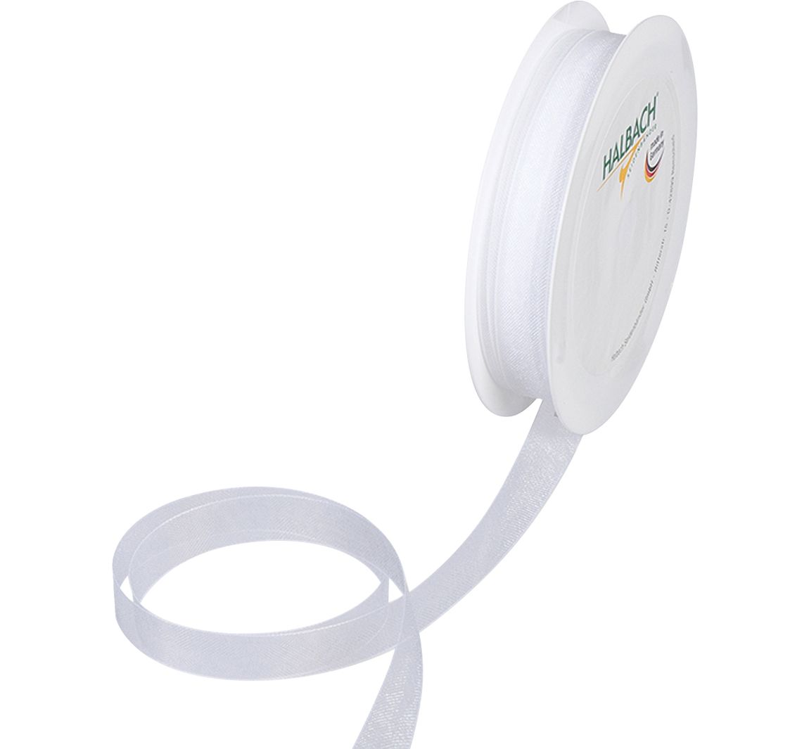 Organza lint, 10 mm - Wit