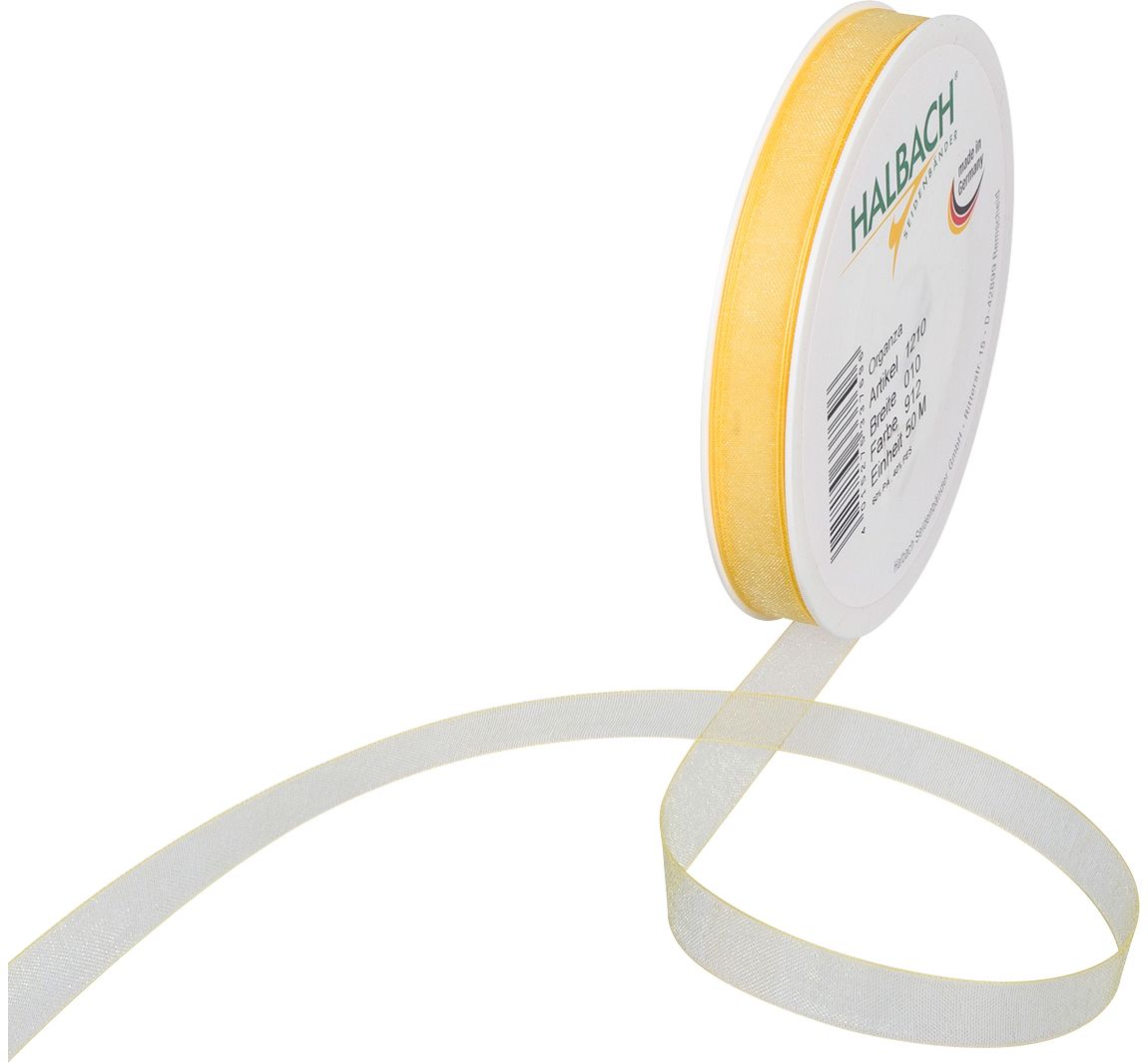 Organza lint, 10 mm - Geel