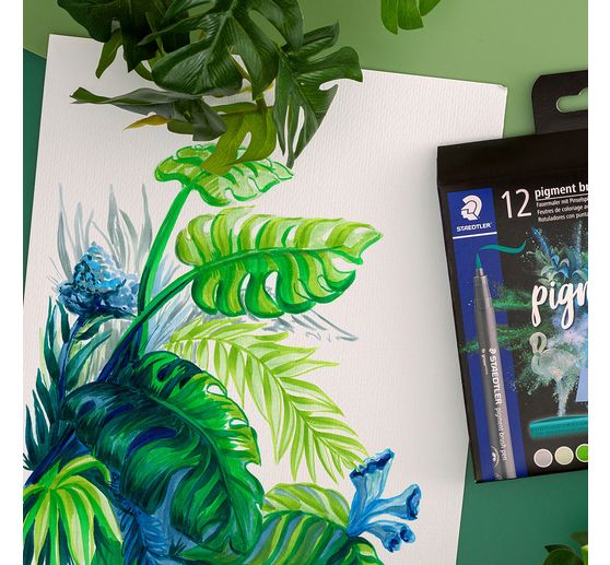 STAEDTLER Pigment brush pen, set van 12