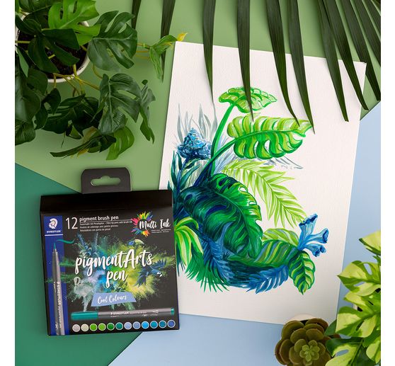 STAEDTLER Pigment brush pen, set van 12